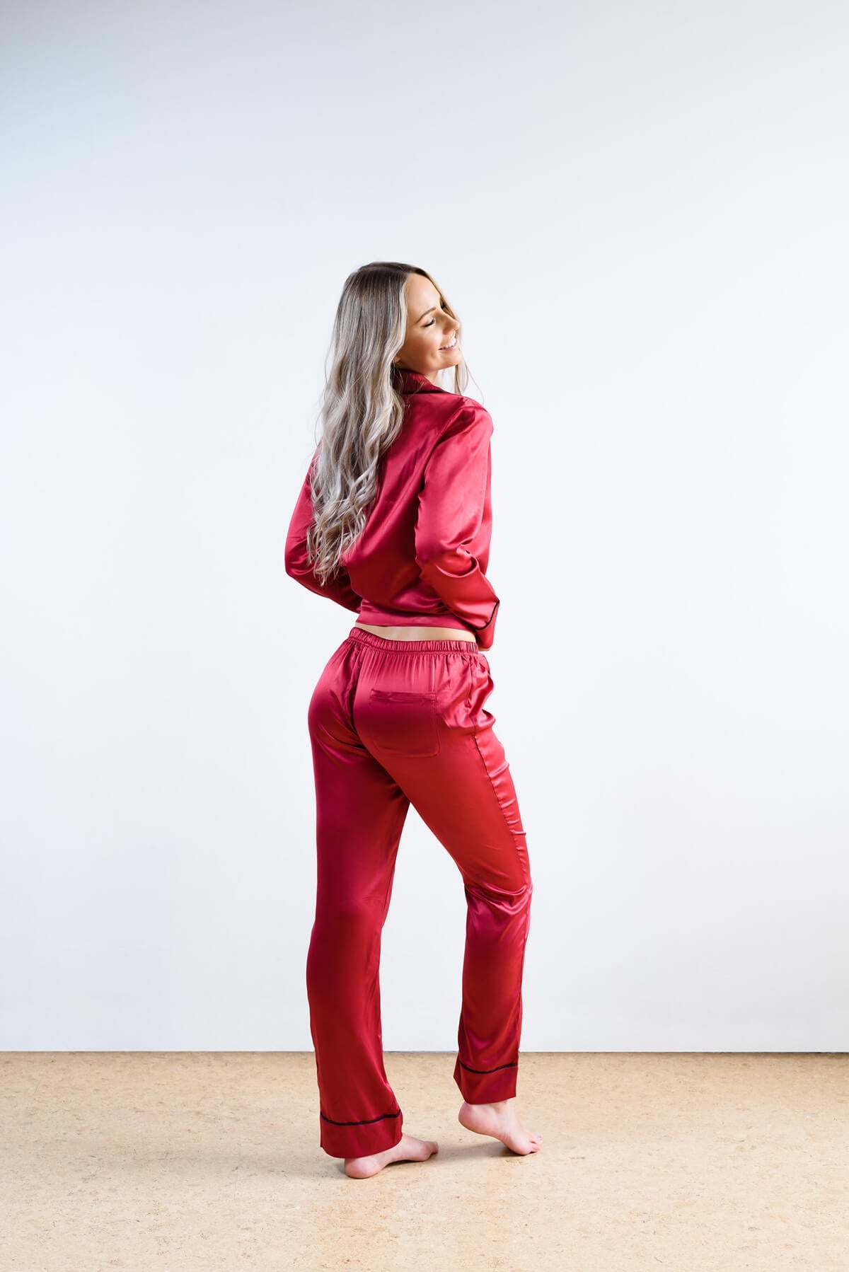 Annecy Women's Personalised Rouge Satin Pyjama Set